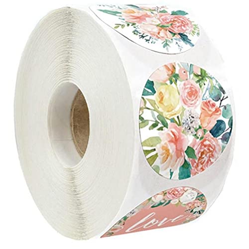 Sanfly 500 Unids/Roll Flor Pegatinas Rolls Etiquetas Etiquetas Regalo para Fiesta Bodas Día Madres Scoops Sobres Sobres Pegatinas Sello