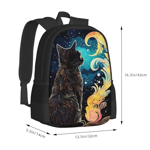 Commuter Unisex Cat Stars Night Sky Backpack Spacious Compartments for Work Essentials Casual Outings & Trips 17 Inch3