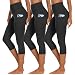 HIPOWER 3er Pack Leggings Damen mit Taschen Capri Sporthose 3/4 Hose Damen 7/8 Caprihose High Waist Yoga Sommer Sportleggings für Fitness Gym