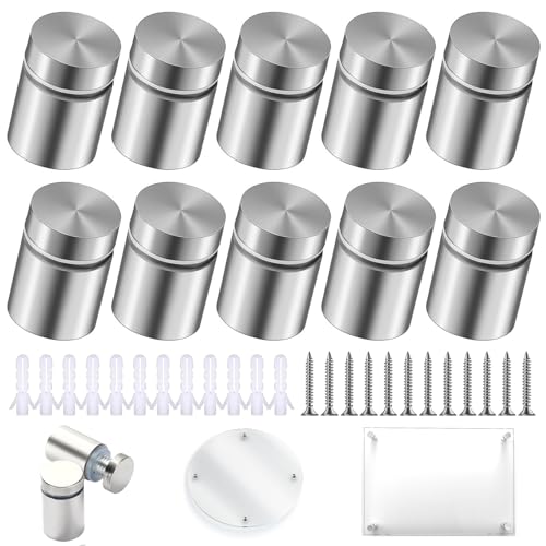 10 Set Distanziali in Acciaio Inox, Distanziatori Plexiglass con Viti, Distanziali per Targhe, 19x31mm Distanziatori, Distanziali Targhe per Fissaggio Cartelloni Pubblicitari, Insegne, Poster In Vetro