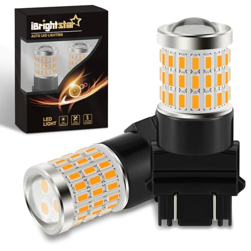 iBrightstar 3157 LED Bulb Amber, 3157a LED Turn Signal Bulbs Super Bright for vehicle Blinker Lights and Turn Signal Lights, 2 Pack