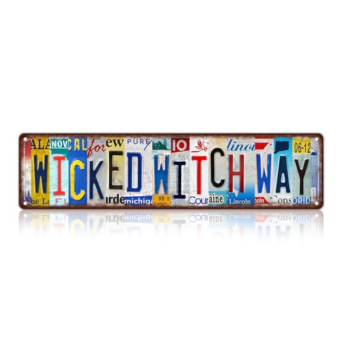 Vintage Wicked Witch Way Metal Street Sign