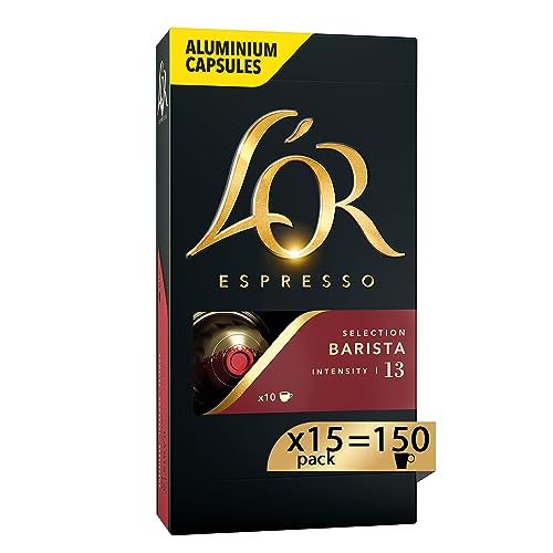L'Or Cápsulas de café Espresso Barista - 150 cápsulas de aluminio - 5 paquetes de 30 - Intensidad 13 - Compatible con máquinas Nespresso®* originales