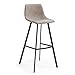 Kave Home - Taburete Alto de Bar Alve Beige 80 cm con Respaldo de Piel sintética y Patas de Acero en Negro