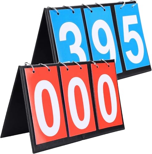 BEOIUCZZY 2 Stück Anzeigetafel, 3-stellige Flip-Anzeigetafel Wettbewerbs Anzeigetafel Manuell Tragbare Scorebord 0-99 Multifunktionsanzeiger für Basketball, Fußball, Volleyball, Baseball, Schwimmen