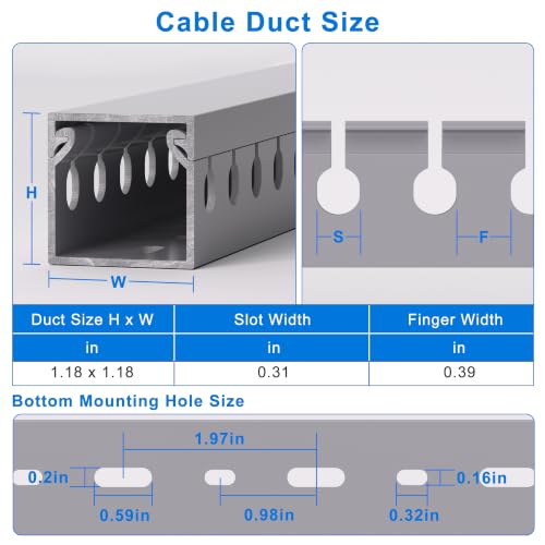Image of 1.2 inchH x 1.2 inchW Cable Raceway, 12ft Under Desk Wire Management Channel, Grey