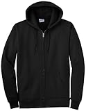 P&C Extra Tall Full Zip Heavy Blend Fleece Hooded Sweatshirt - Hoody / Hoodie-Black-X-Large Tall (XLT)
