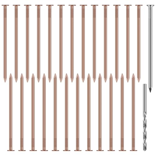 23Pcs Copper Nails Kit, 3.5 Inch Stump Removal Spikes, Hardware Nails with Steel Nails Drill Nails Solid Long Pure Copper Nails, Pure Copper Nails, Stump Removal Tool for Trees Stumps Landscaping