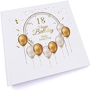 Personalised 18th Birthday Photo Album Gift With Gold Balloons