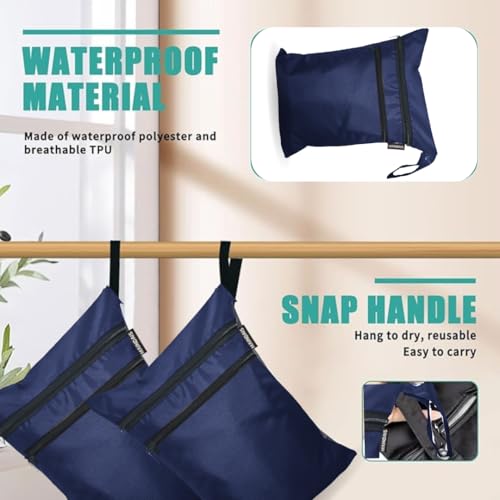 Image of Waterproof Wet Bag, Washable, Reusable for Travel, Beach, Pool, Stroller, Diapers, Dirty Gym Clothes, Wet Swimsuits,Toiletries with Extra Pocket Zipper(Pack of 2) (Pack of, Blue)