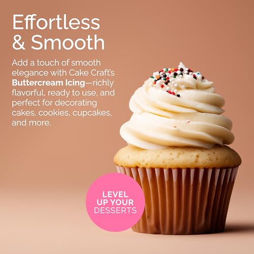 Image of Cake Craft Buttercream Icing - 3.5 lb Tub | Ready-to-Use Frosting for Cakes, Cupcakes, Cookies & More | Super Smooth Texture | No Prep Required | Vanilla Flavor | White