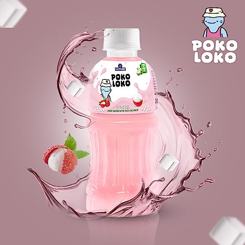 Image of Sapphire Poko Loko Assorted Flavoured Fruit Juice Drink with Nata De Coco | Refreshing Fruit Drink filled with Natural Fruit Fibres, 300ml (Pack of 6)