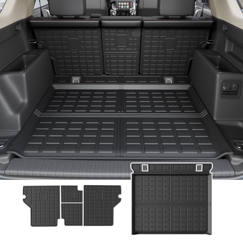 Rongtaod Cargo Mat Compatible with 2010-2024 Toyota 4Runner 5 Seats Trunk Mat Cargo Liner Back Seat Cover Protector 2023 Toyota 4 Runner Accessories (Trunk Mat+Backrest Mats,Fit Without Sliding Tray)