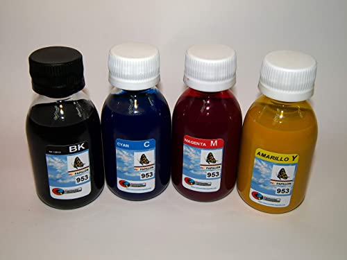 Cartouches Rechargeables 953 - Encres pigmentées pour recharger Cartouches et CISS HP série 953, 4 x 100 ML Cover