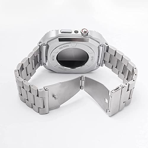Rugged Zinc Alloy Protective Case and Silicone Strap，For 8 7 45mm Modification Kit Metal Digital Bezel Stainless Steel Band，For Series 6 SE 5 44mm3