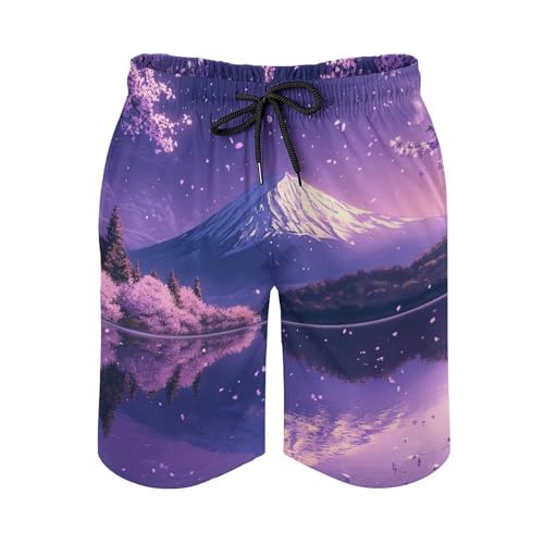 Japan Mount Fuji Cherry Men's Swim Trunks Quick Dry Board Shorts Hawaiian Beach Shorts With Pocket4