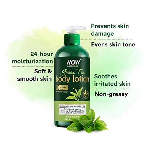 Image of WOW Skin Science Green Tea Body Lotion - Hydrating & Replenishing - with Green Tea Extract, Shea Butter - No Mineral Oil, Silicones & Color - 400ml