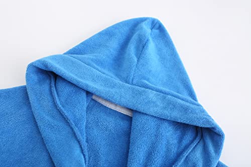E.w Apparel Kids Boys Girls Hooded Towelling Bathrobe Dressing Gown 100% Cotton Terry Towel Soft Terry Cloth Robe 5-16 Years(Blue,9-10 Years) (2022-09-13) #TOP6