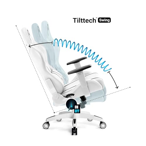 Chairs Sedia Gaming X-One 2.0 Piccola Sedia Ergonomica Girevole Con Cuscino Lombare E Poggiatesta Ecopelle Meccanismo HDS Tilttech 64x33x120 cm Bianco-Nero - Sedia gaming - Immagine 3