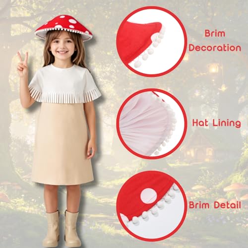 Disfraz infantil de hongo estilo botánico con sombrero y túnica miniatura 3