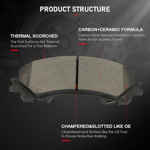 Image of cciyu D1736 & D1393 Front & Rear Ceramic Disc Brake Pads Kit For INFINITI Q50 2014-2017,For INFINITI Q60 2017