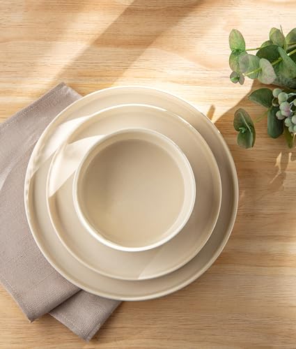 Image of TheTerra Ceramic Dinnerware Sets for 8, 24 Pieces Porcelain Lightweight Plates and Bowls Sets, Scratch Resistant Dish Set, Oven & Microwave & Dishwasher Safe, Matte White