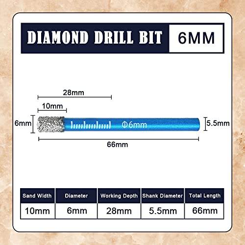 3 Pcs 6mm Diamond Tile Drill Bit Set for Granite, Ceramic, Marble, Stone, Glass - Hard Materials Round Shank Dry Drill Bits 4 3 Pcs 6mm Diamond Tile Drill Bit Set for Granite, Ceramic, Marble, Stone, Glass - Hard Materials Round Shank Dry Drill Bits - Image 4