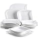 MALACASA, Seria Elvira, 18-częściowe zestawy obiadowe, kremowe, białe, porcelanowe talerze obiadowe z talerzami deserowymi 15 x 21 cm, talerzami do zupy 15 x 21 cm i talerzami obiadowymi 15 x 27 cm, serwis dla 6 osób