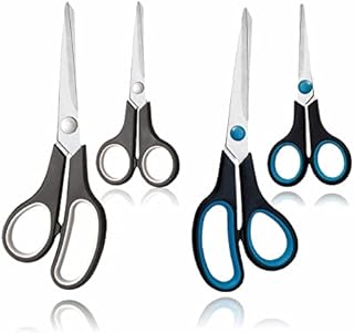 Heavy Duty Scissors Stationery Kitchen Scissors with Sharp Stainless Steel Blades and Soft Comfort Grip Handles Multifunctional Scissors Set for Cutting Clothes Crafts and Paper (Pack of 2)