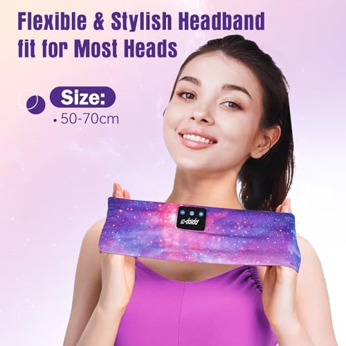 Image of LC-dolida Bluetooth 5.2 Headband Headphones, Sleep Headphones with Ultra-Thin HD Stereo Speaker, Wireless for Workout Yoga Insomnia Running Meditation, Purple