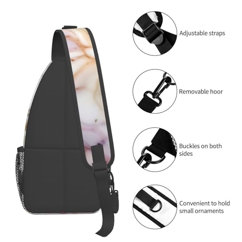 Mochila Bandolera Urbana con Estampado Mármol Rojo y Blanco miniatura 5