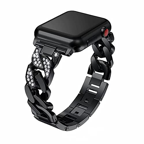 Kompatibel mit Apple Watch 41MM Serie 8 Armband Damen Edelstahl, Frau Glitzer Strass Uhrenarmband Loop Armbänder Verstel...