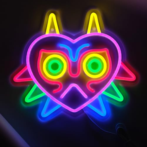 Image of Neon Sign LED Light,Neon Sign for Majora's Mask Gaming Room Wall Decor Gamer Gifts of LED Sign Mask Game Room Wall Decor LED Neon Light for Game Fans (Majoras Mask)