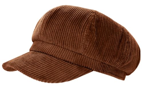 dy_mode Schirmmütze Damen Cord Kappe Ballonmütze Barett Cap - BM110 (BM111-Kupferbraun)