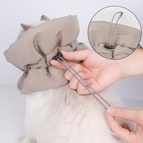 Katzen Nach Op Halsband, Weiche Verstellbare Atmungsaktive Halskrause, Wundschutz Kragen Verhindert Lecken von Wunden, Ideal für Katzen und Kätzchen bei Operationen und Wundpflege (Khaki)