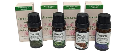 pack de 4 Aceites Esenciales para humidificador 10ml Aromas Lavanda/Menta/Pino/Canela