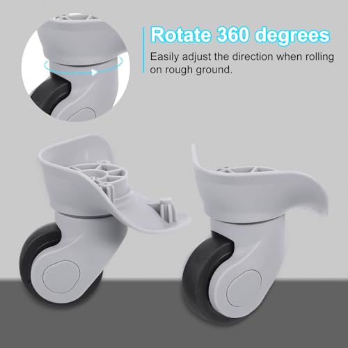 uxcell 2Pcs Luggage Wheel Replacement, Suitcase Trolley Wheels DIY Repair, Spinner Wheels Luggage Accessories, Swivel Silent Wheel, Grey3