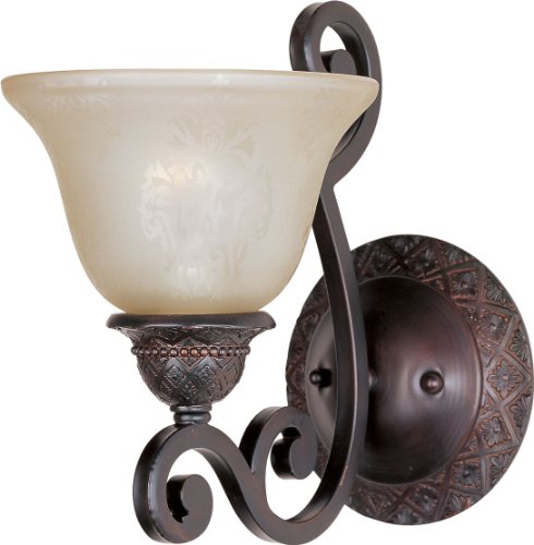 Maxim 11246SAOI Symphony Screen Amber Glass Wall Sconce, 1-Light 60 Watt, 11"H x 7"W, Oil Rubbed Bronze