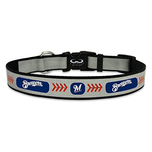 MLB Milwaukee Brewers Baseball Pet Collar, Large, Reflective