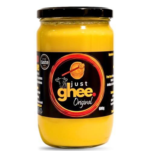 Just Ghee Original Grass Fed Ghee 600g | Great Taste Award Winner 2025 | Pure Clarified Butter | British Cow Ghee | High Smoke Point Cooking Ghee | Handmade in UK