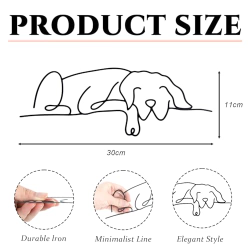 duozoanz Wanddeko Metall Schwarz Hund, Metallbilder Wanddeko Modern, Metalldeko Wand Minimalistisch, Deko Küche Wand Flur Wohnzimmer Schlafzimmer 30x11cm