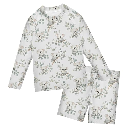 Koala Cute Plant Baby Boys' Toddler Long Sleeved Rashguard Swim Bathing Suit Set B0403677