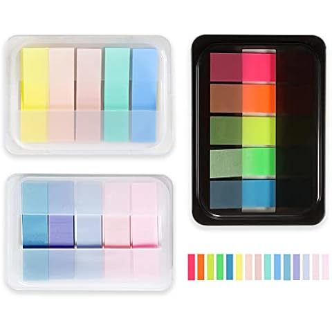 300 PCS Sticky Tabs, Transparent Colored Sticky Notes Flags Pastel Book Tabs with Base Box, Writable and Re-positioned Translucent Tabs for School and Office Reading, Annotating, Classify, Notebook Cover