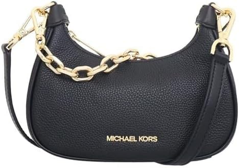 Michael KorsCora Mini Pebbled Leather Shoulder Bag Black Gold