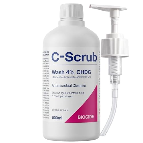 C-Scrub Wash Chlorhexidine 4% w/v | 500ml | Anti-Microbial Hand Skin Cleanser | Pump Dispenser | Antibacterial Wash