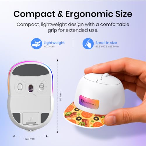 Image of Portronics Toad Cap Wireless Mouse with Bluetooth 5.0 + 2.4GHz Dual Connectivity, Adjustable DPI Upto 2400, Dynamic RGB Lighting, Type-C Rechargeable, 100g (Orange)