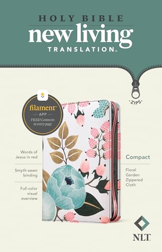 NLT Compact Zipper Bible, Filament Enabled Edition, Floral: New Living Translation, Filament Enabled Edition, Floral Garden, Leatherlike, With Zipper, ... Floral Garden, Zippered Cloth, Red Letter