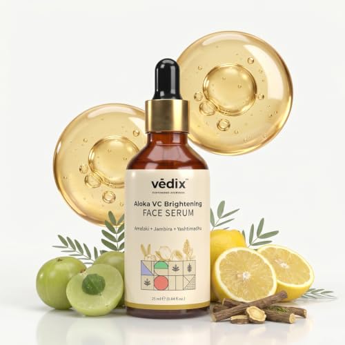 Image of Vedix Aloka Ayurvedic Glow & Brightening Face Serum for Tanned Skin | Vitamin C Serum with Amla, Yashtimadhu & Lemon | Helps Reduce Tan, Dullness & Uneven Skin Tone | 25 ml