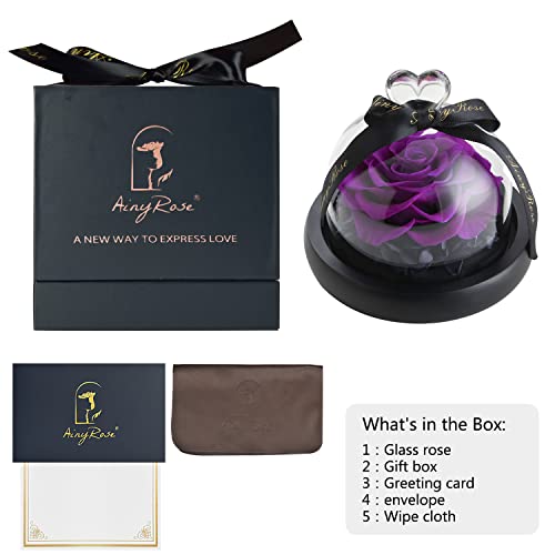 Rose Flower Birthday Gifts For Women Forever Preserved Real Rose In Glass Dome Gift Flower,Women Gifts Eternal Beautiful Heart Design For Her Valentines Day Mothers Day Christmas Anniversary Birthday #TOP6