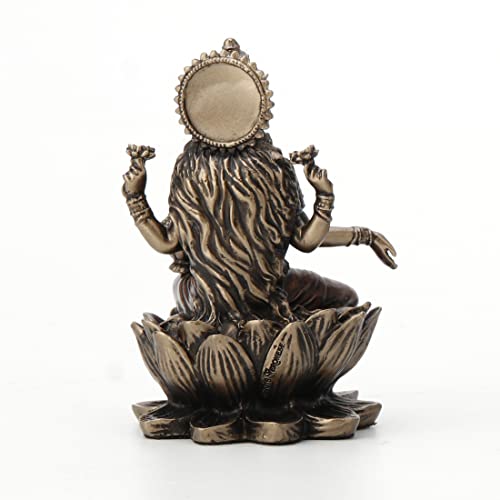 Estatua Lakshmi en loto acabado bronce pintado 3 3/8" miniatura 6